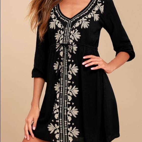 O'Neill Dresses & Skirts - Boho embroidery Black Dress by O’neill